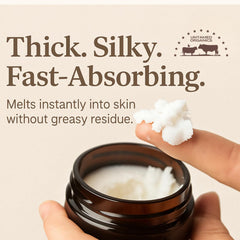 Earthborn Organics tallow balm texture swirl showcases rich, nourishing skin barrier support