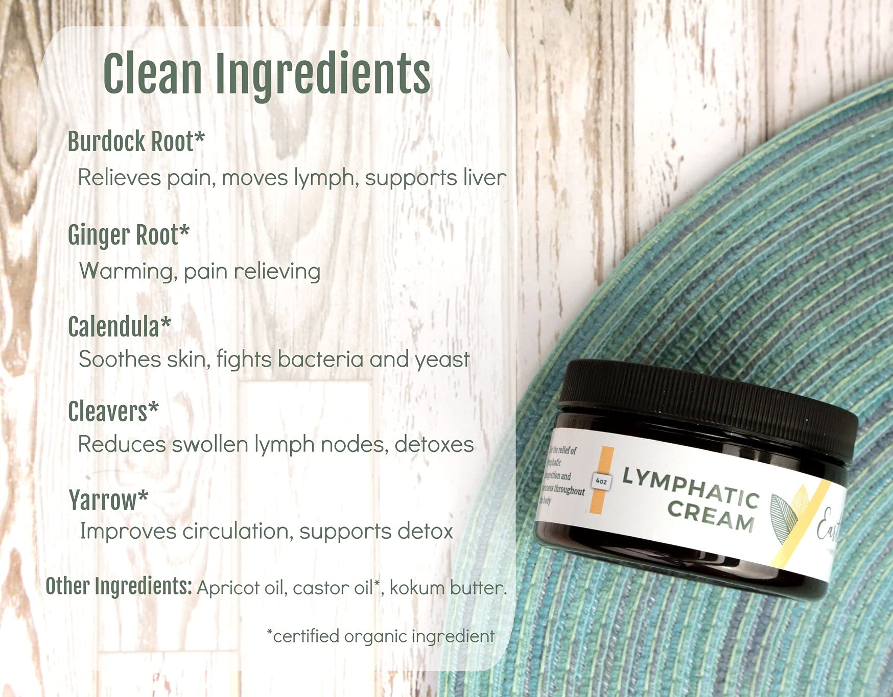 Earthley Wellness Lymphatic Cream bottle dispense showing easy, smooth application for skin