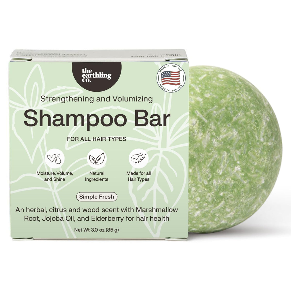The Earthling Co. Shampoo Bar lather close-up for gentle cleansing and buildup removal.