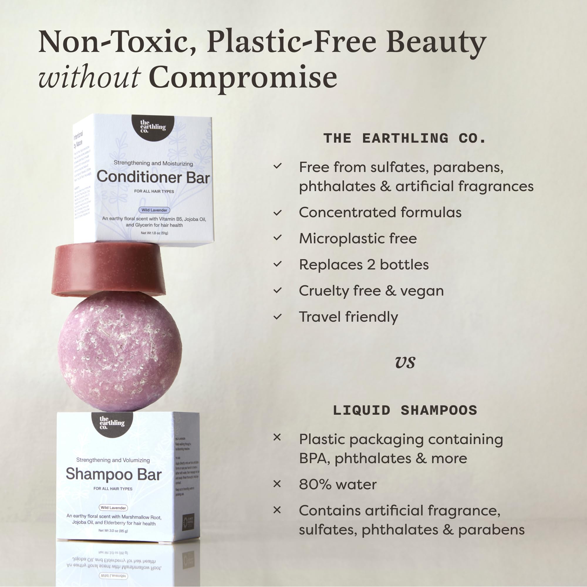 The Earthling Co. Shampoo Bar sulfate-free formula close-up for gentle cleansing.