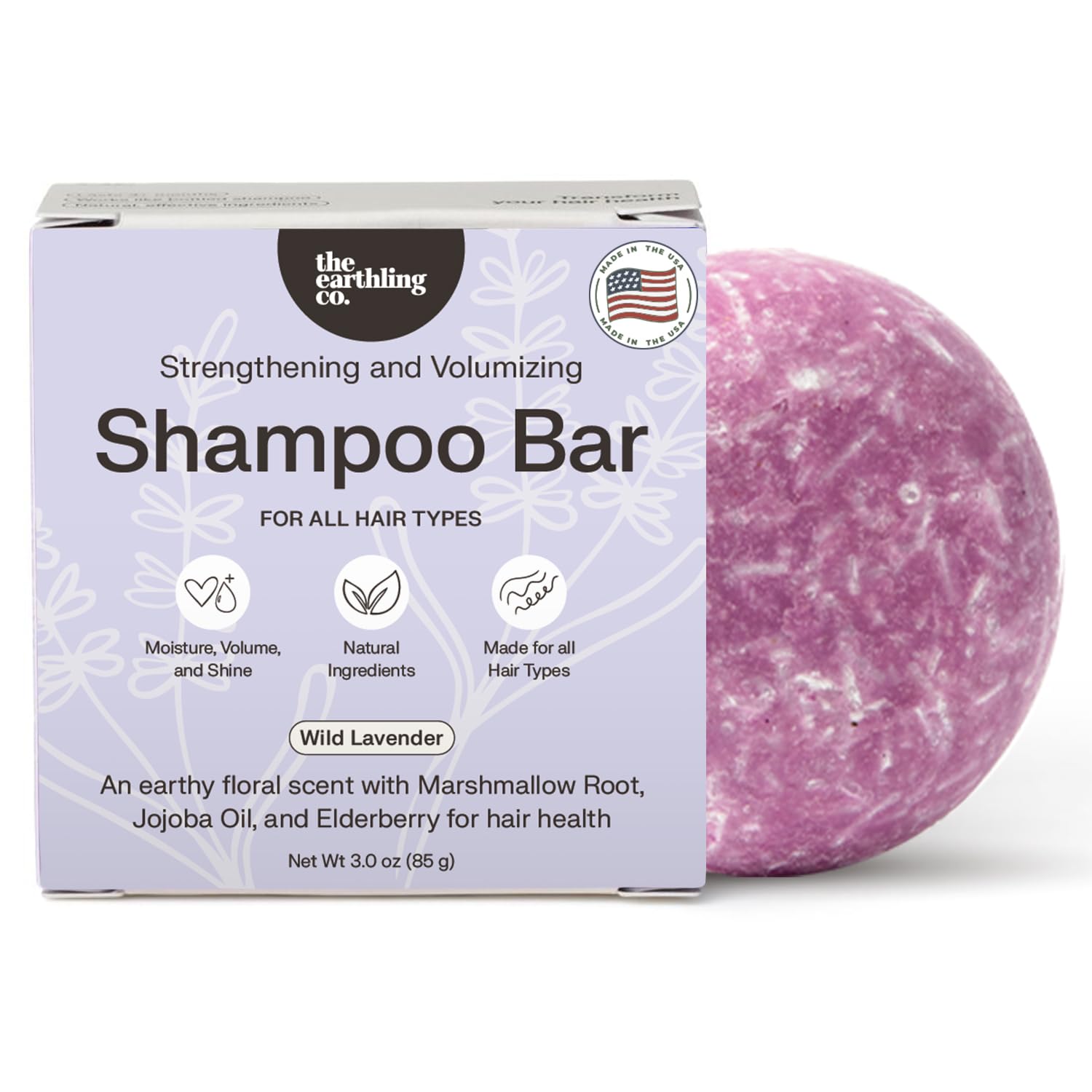 The Earthling Co. Shampoo Bar lather close-up—creamy foam for gentle cleansing and refreshed hair.