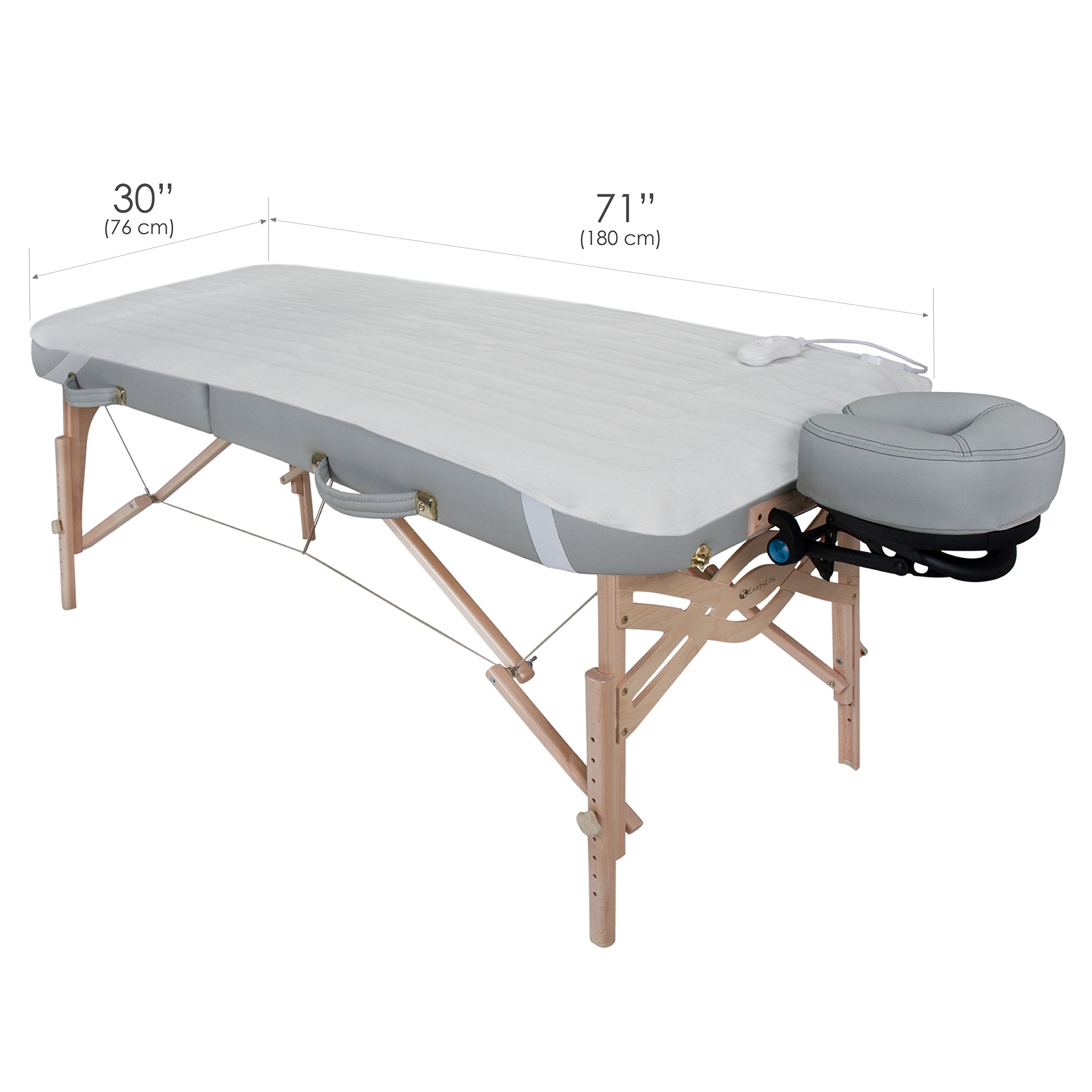 EarthLite BODYWORKER’S CHOICE elastic straps keep the warmer securely in place