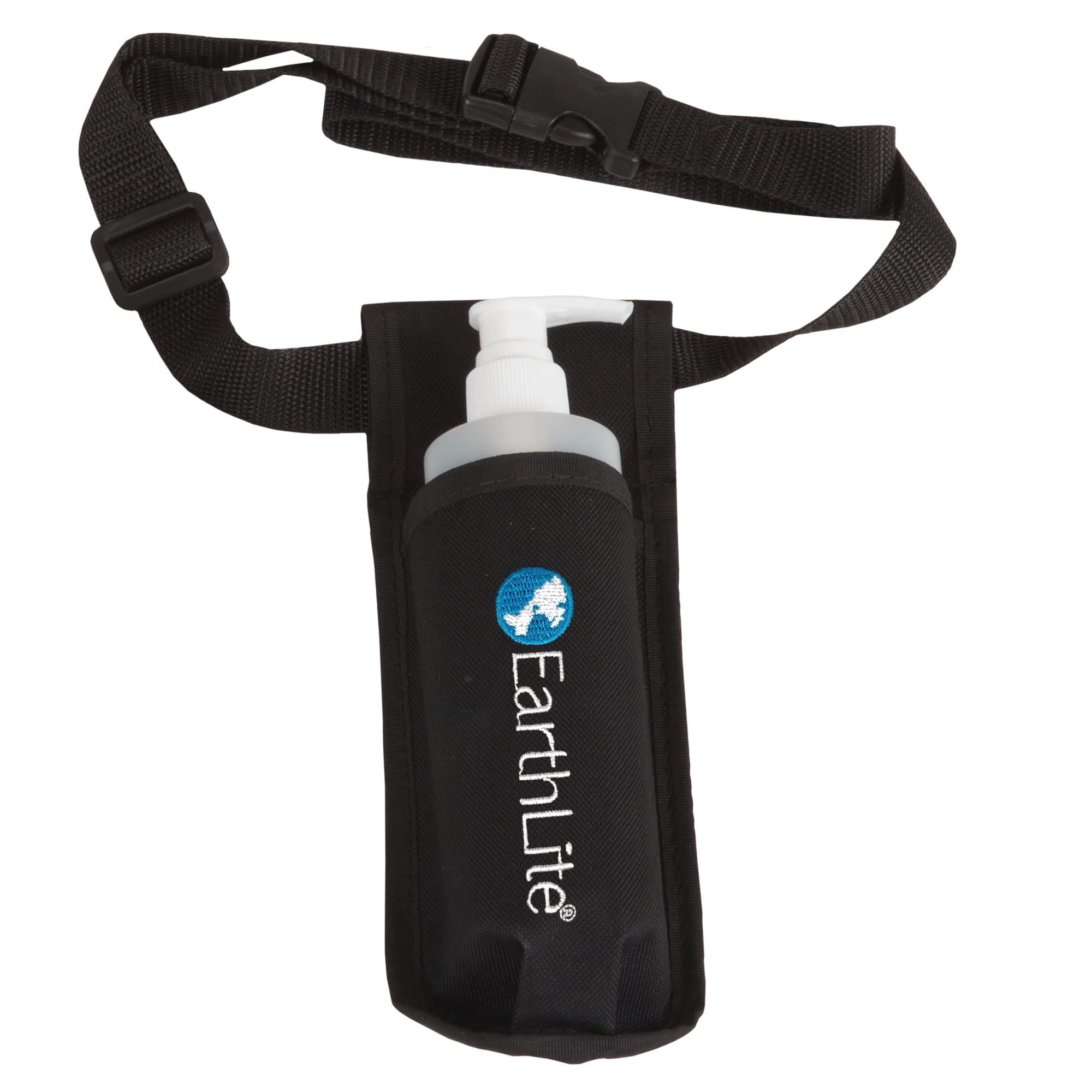 EarthLite refillable pump bottle demonstrating spill-reducing design.