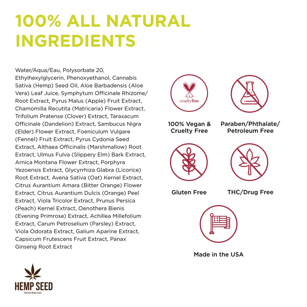 Earthly Body Hemp Seed Body Mist Nag Champa label closeup