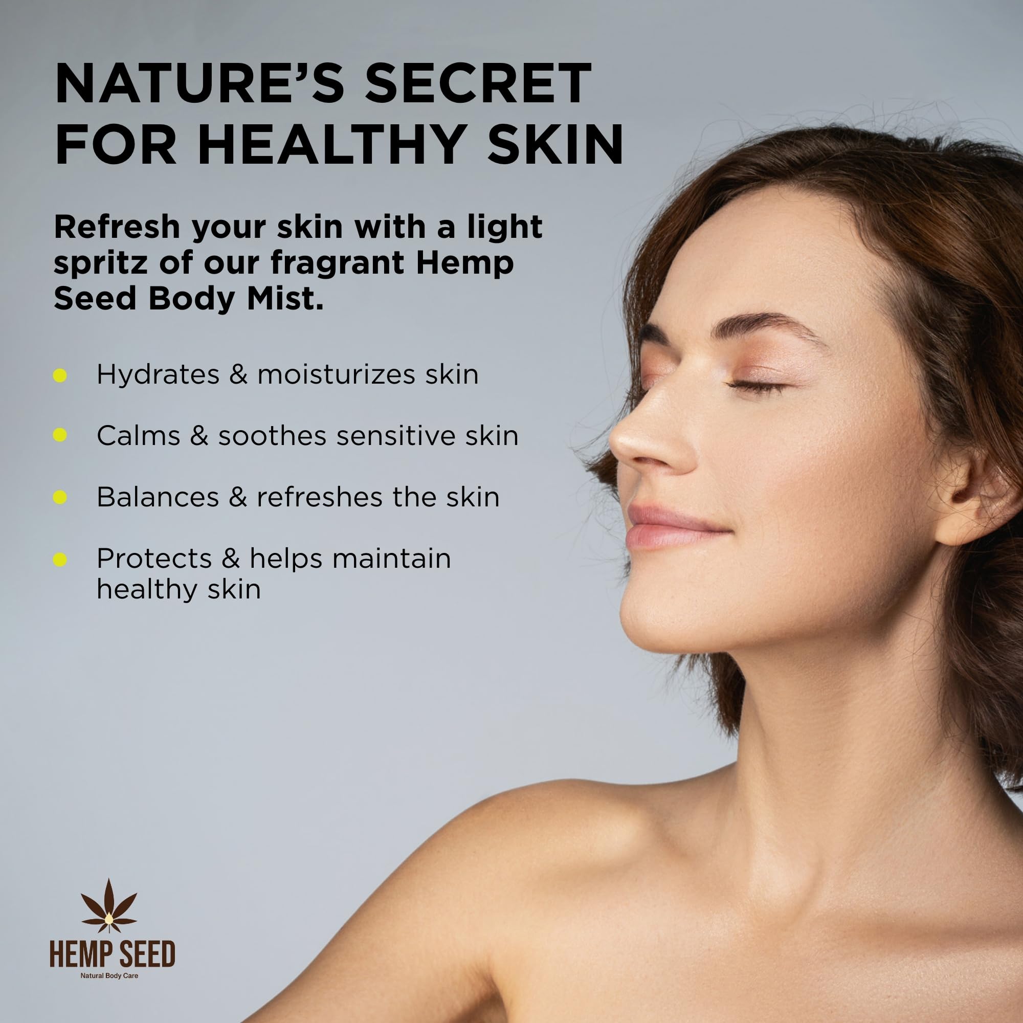 Earthly Body Hemp Seed Body Mist spritz on forearm for light aroma