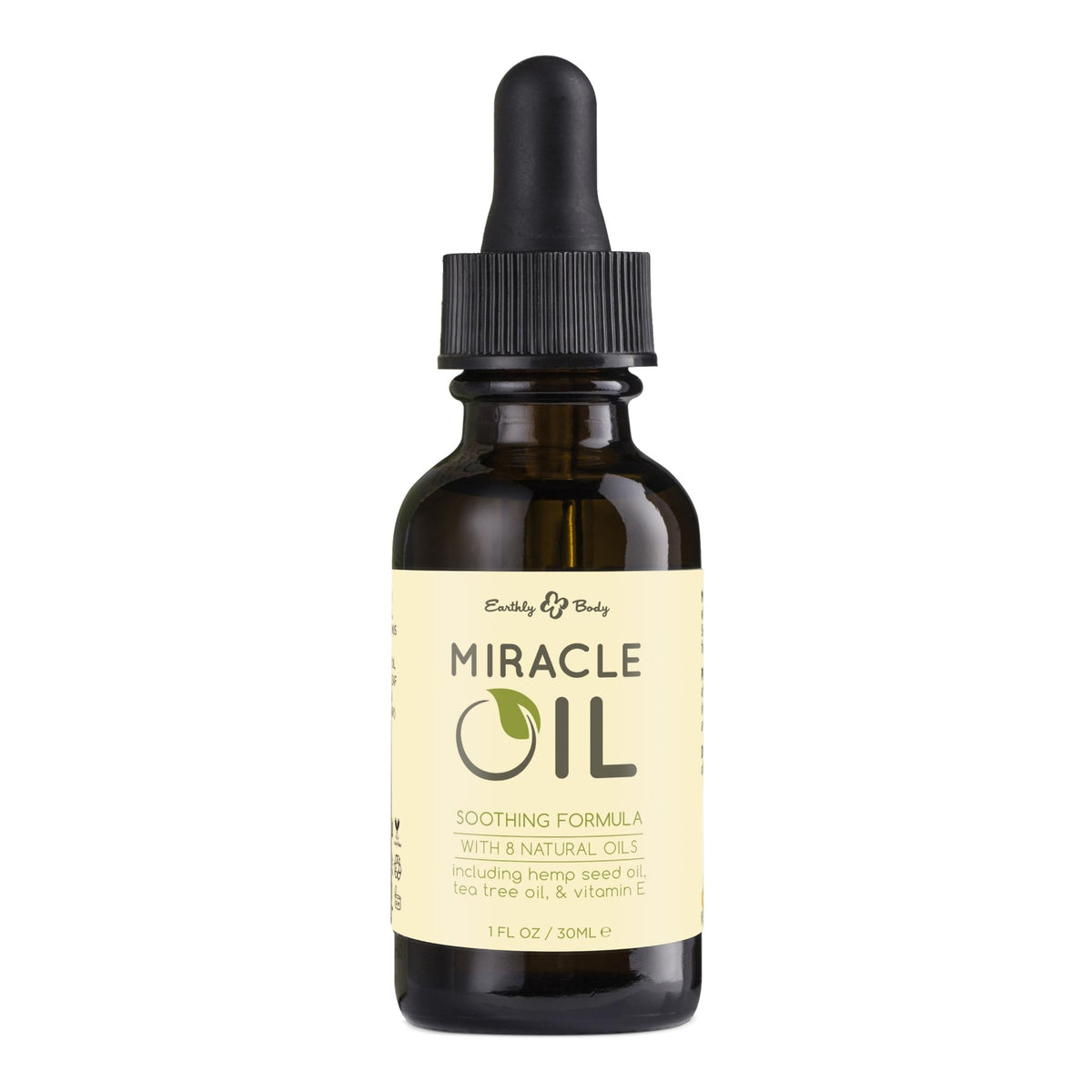 Earthly Body Miracle Oil bottle for lightweight skin hydration.