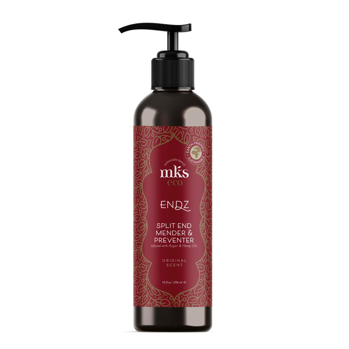 Earthly Body MKS Eco Endz bottle front for nourishing split-end repair.