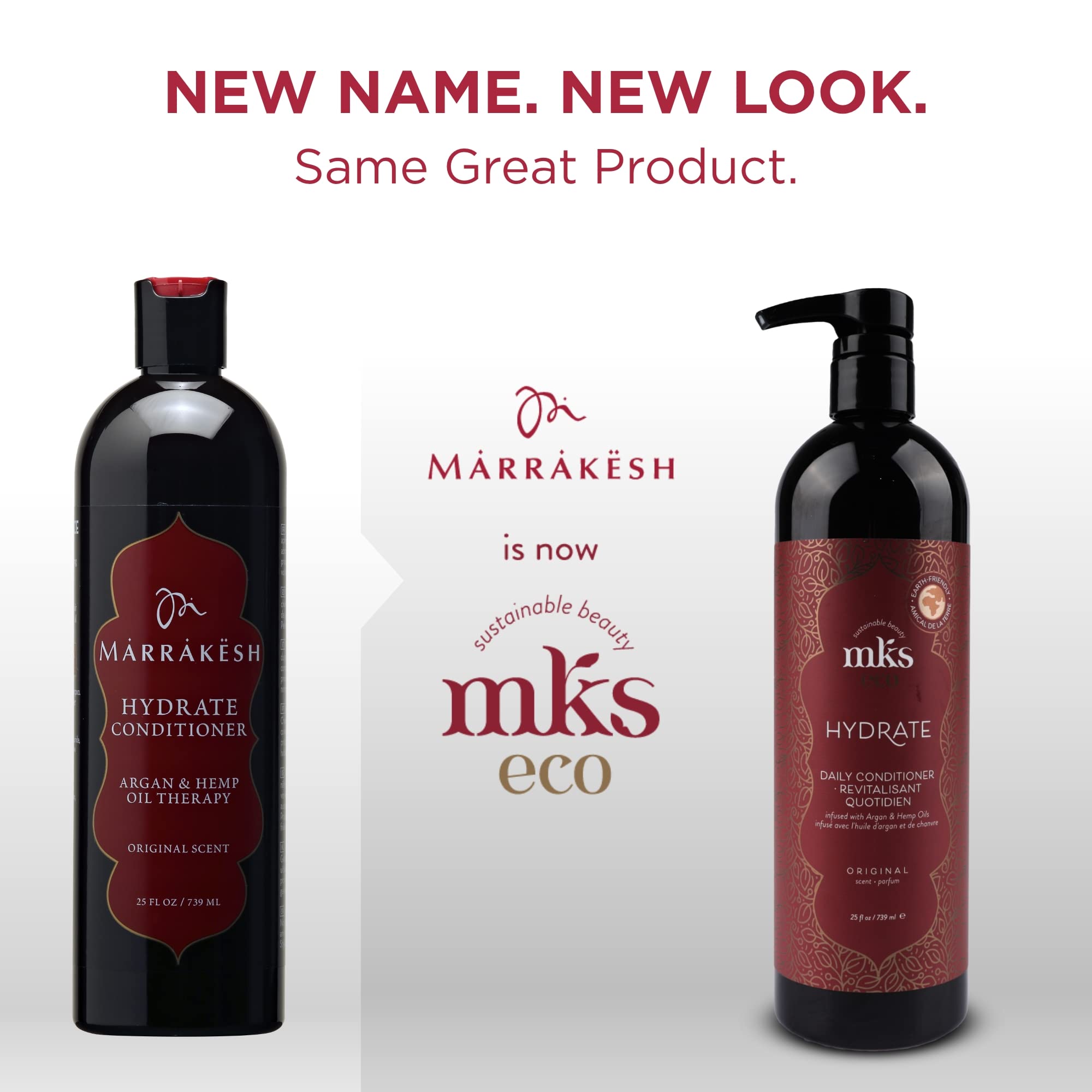 Earthly Body MKS eco Hydrate conditioner argan oil blend close-up highlights shine and conditioning.