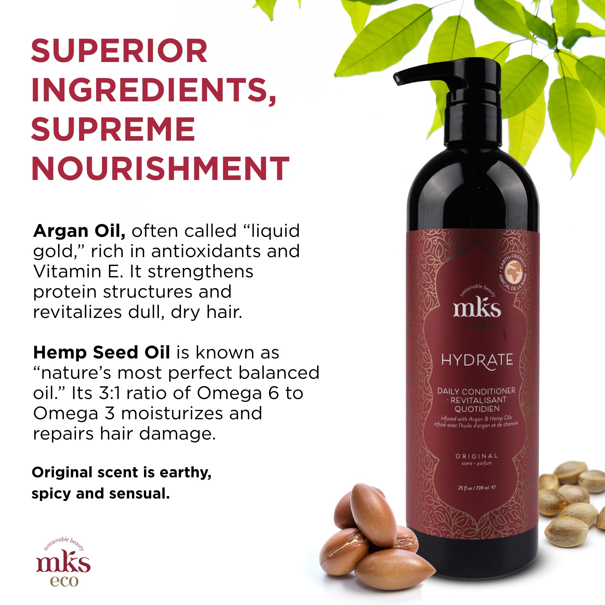 Earthly Body MKS eco Hydrate conditioner creamy texture close-up emphasizes rich conditioning.