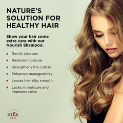 Argan oil closeup in Earthly Body MKS eco Nourish Shampoo highlighting nourishing oils.