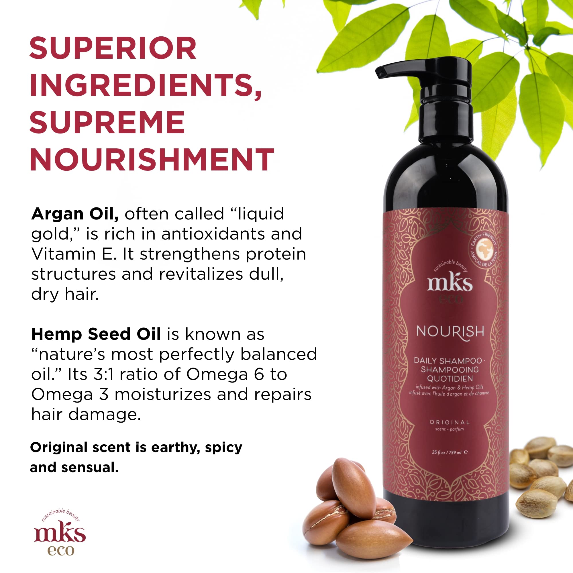Hemp seed oil closeup in Earthly Body MKS eco Nourish Shampoo for moisture delivery.