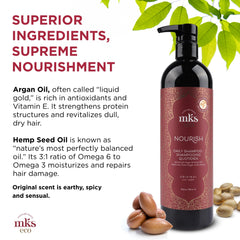 Hemp seed oil closeup in Earthly Body MKS eco Nourish Shampoo for moisture delivery.