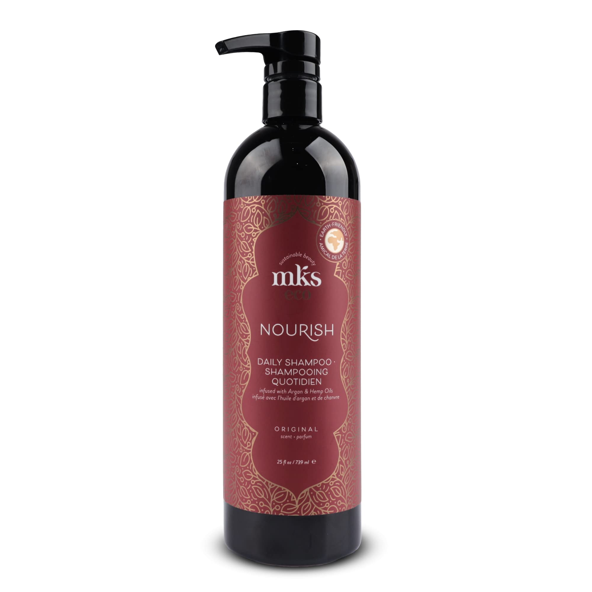 Earthly Body MKS eco Nourish Shampoo Original Scent bottle—gentle cleansing for fine hair.
