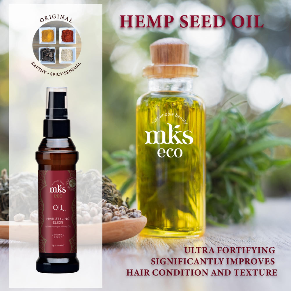 Earthly Body MKS Eco Oil Original applying oil to hair for smoothness