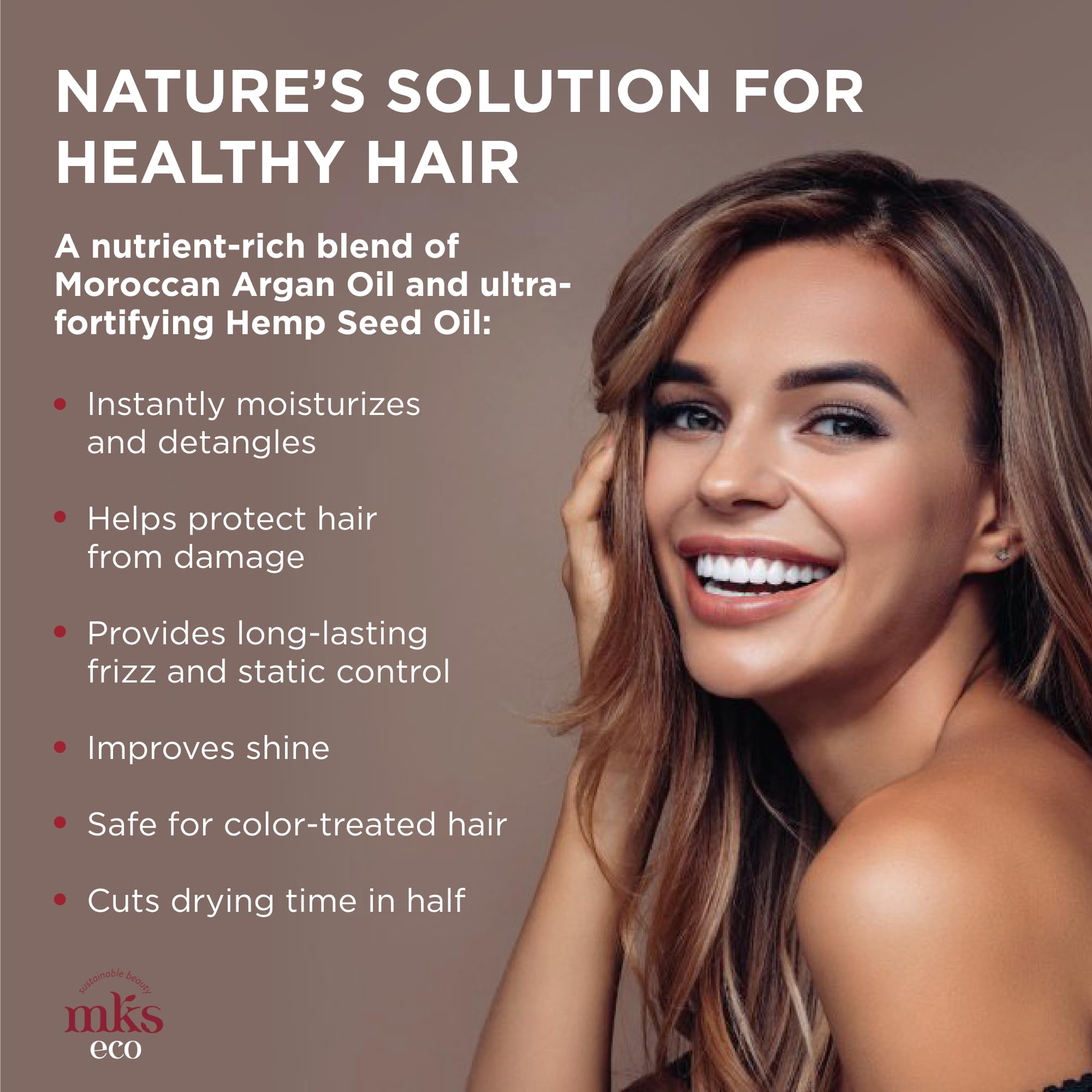 Earthly Body MKS eco X ingredients argan and hemp point to nourish and shine.