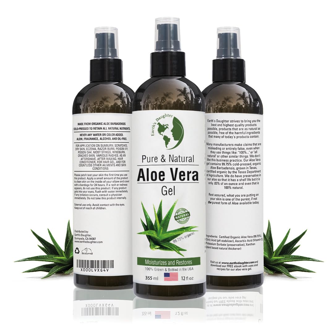 Earth's Daughter aloe gel packaging suited for family use and travel.