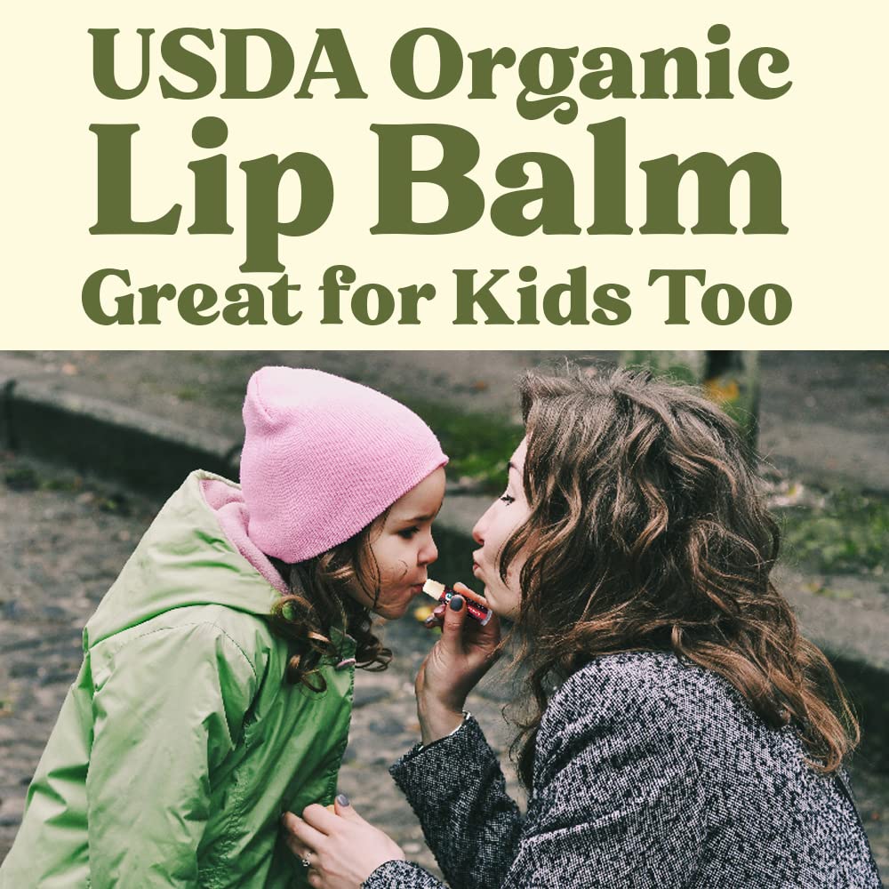 Earth's Daughter lip balm application close-up reveals smooth, easily spreadable vanilla balm.