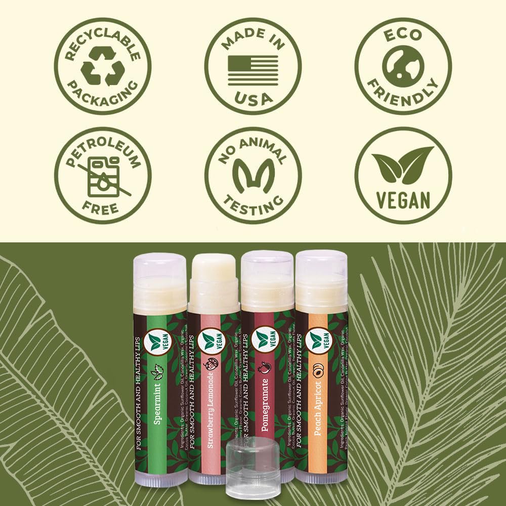 Earth's Daughter Vegan Lip Balm strawberry lemonade pack provides fruity flavor and soft lips.