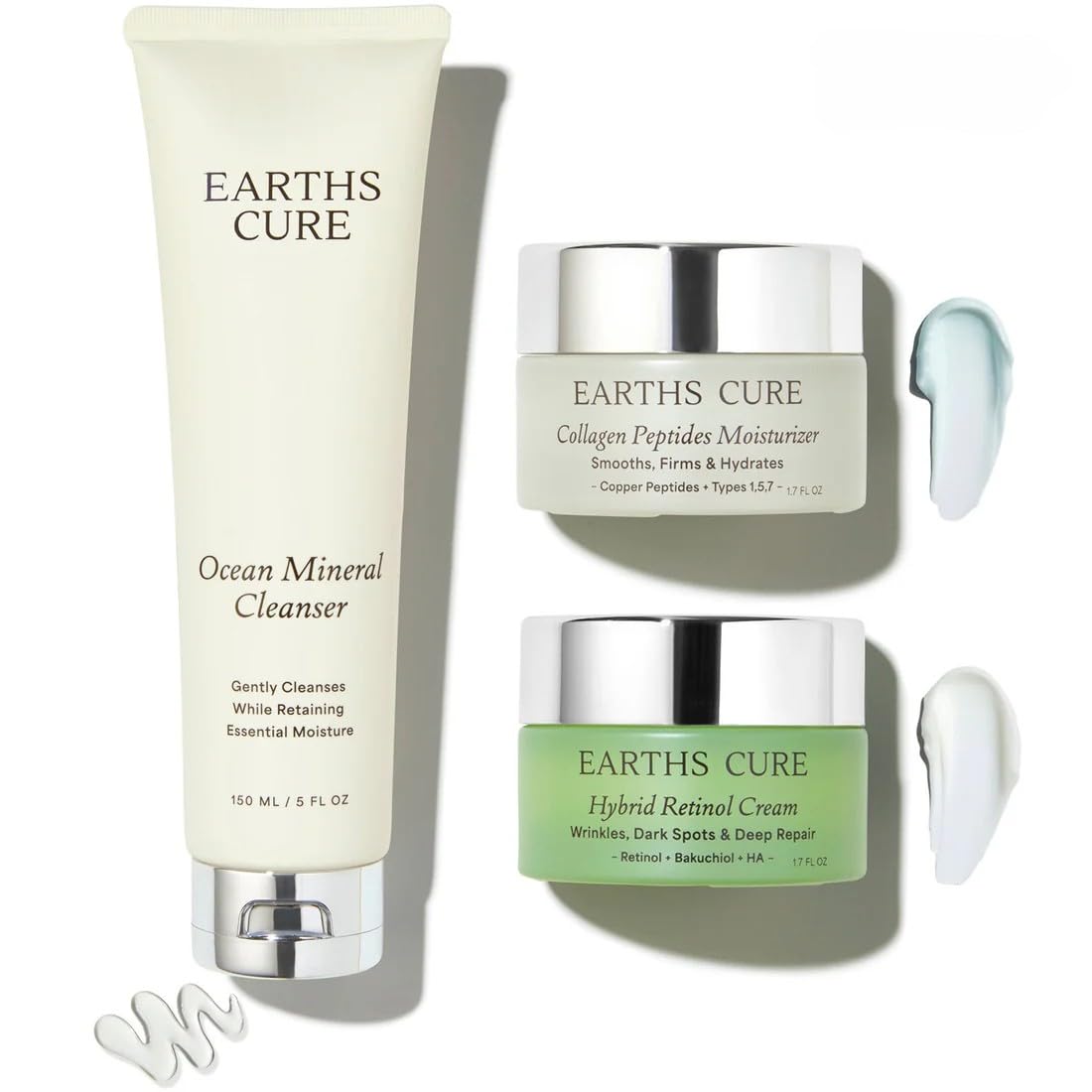 EarthsCure 3Step Routine set for face, neck, and eyes promotes smoother skin.