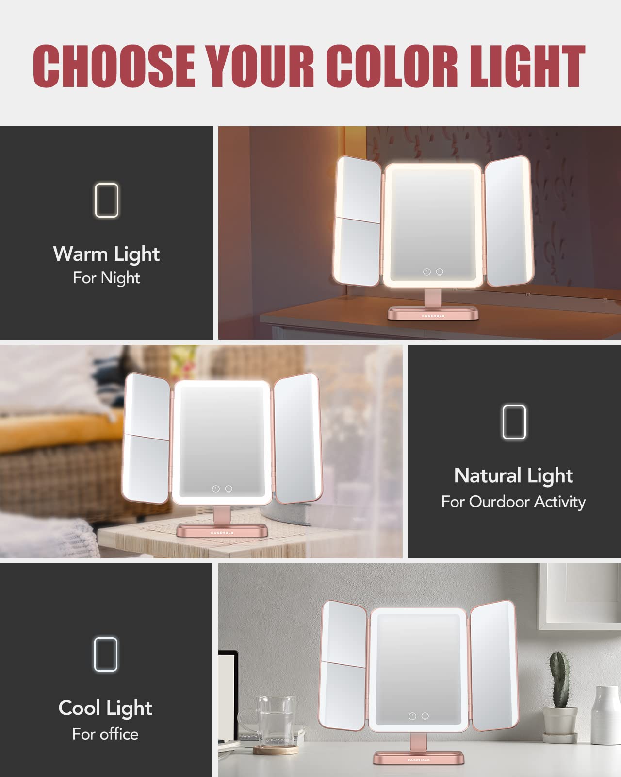 EASEHOLD 112 LED side-emitting lighting delivers even makeup illumination