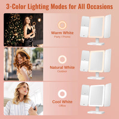 Easehold mirror offers 3 color lighting to match daylight, office, or evening rituals.