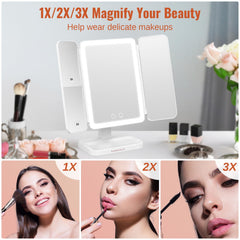 Easehold triple magnification helps precise eyeliner and mascara application.
