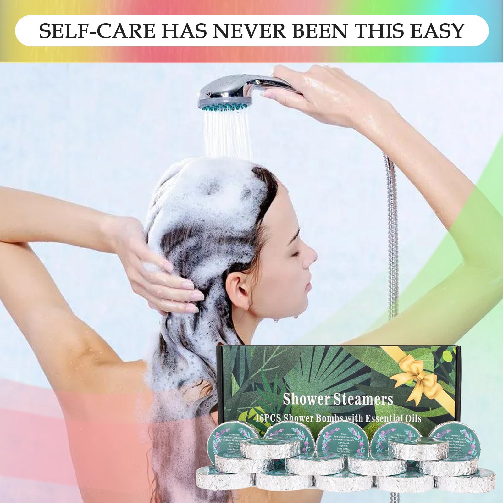 EASESEC white peach shower steamer with sweet energizing aroma for a bright shower.