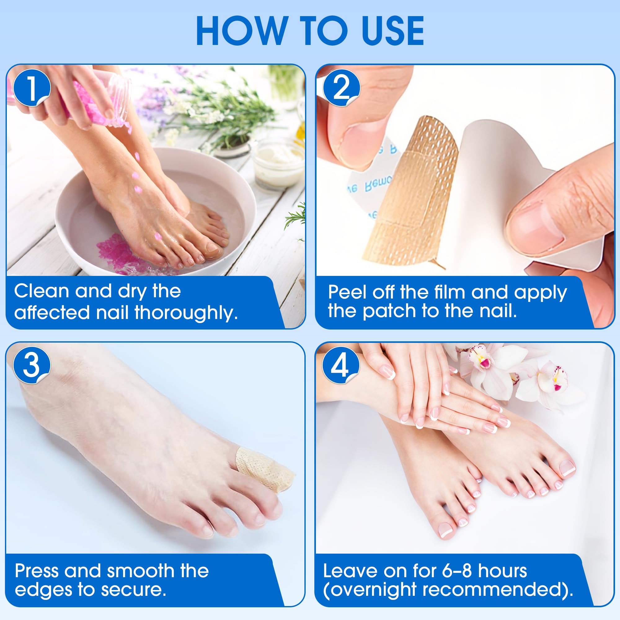 Thin, discreet EASICUTI patch worn on nail for daily care.