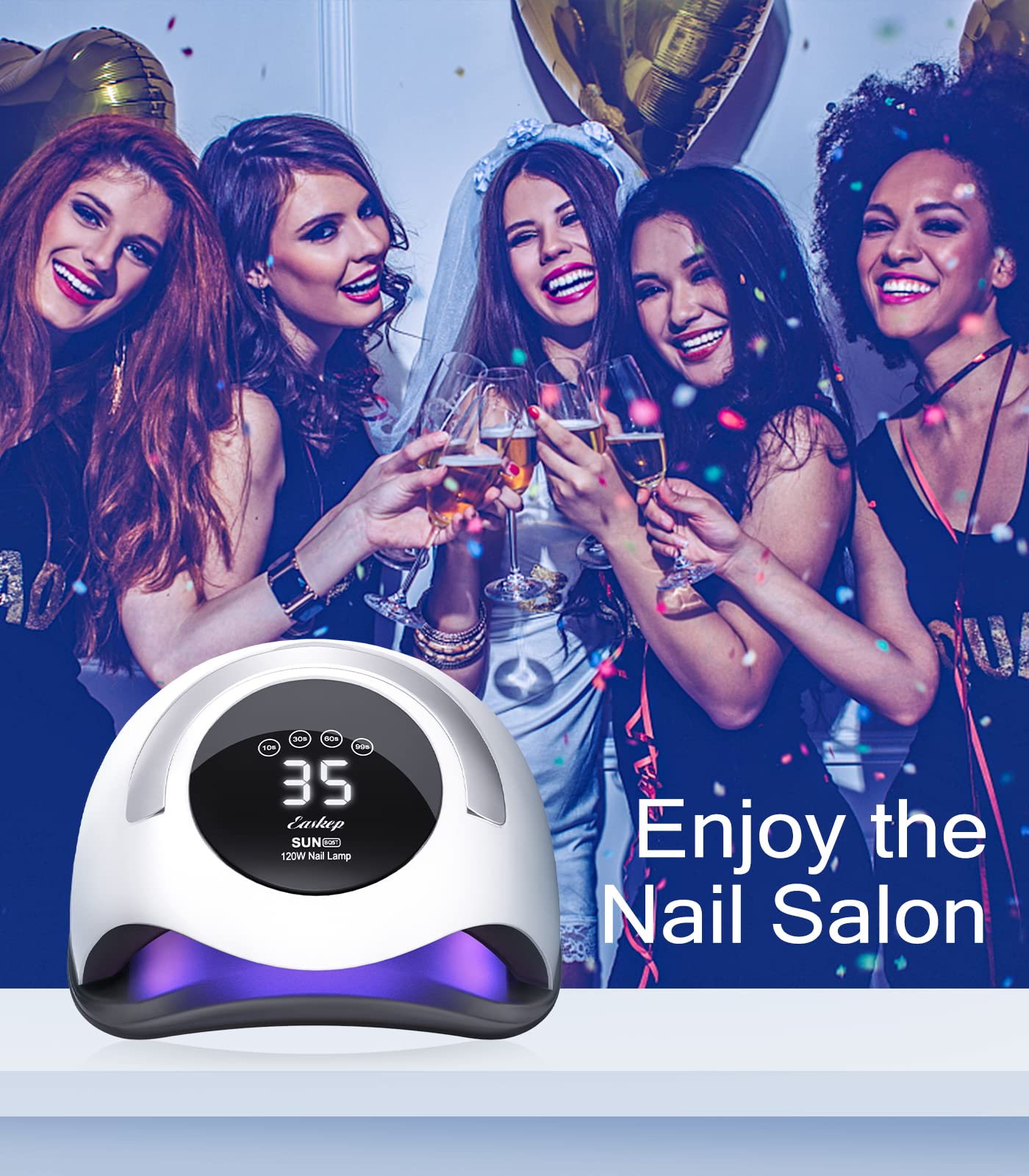 Easkep 120W UV nail lamp base-coat note: tackiness may persist with some gel
