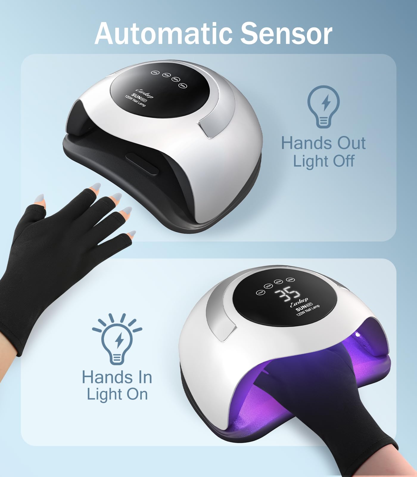 Easkep 120W UV nail lamp LED beads detail for thorough edge coverage