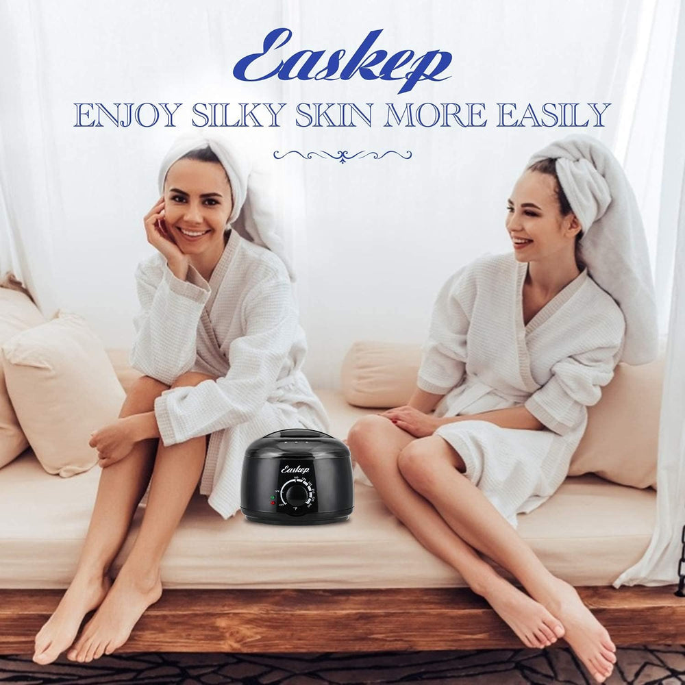Easkep all-in-one waxing kit with five wax packs and twenty sticks for full-body use.