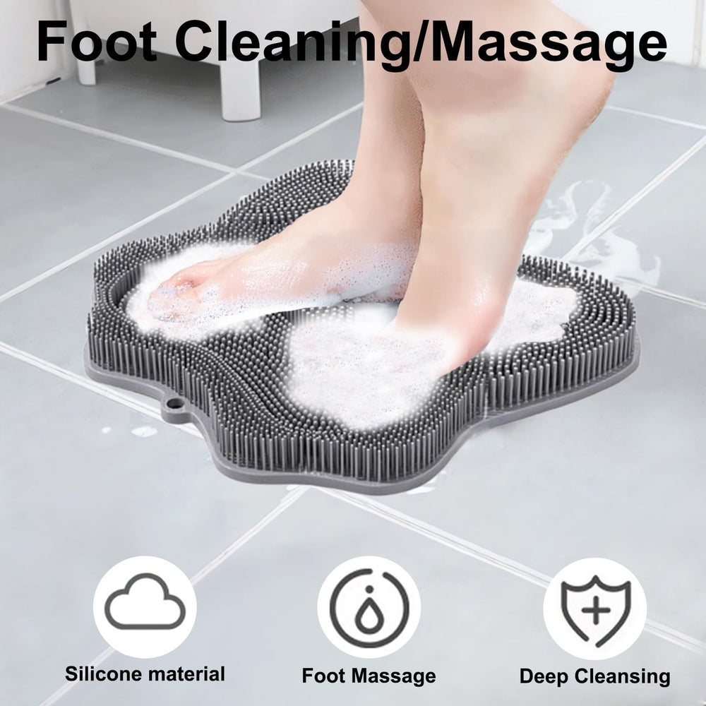 Easkite shower foot scrubber tri-bristle design for varied cleansing textures