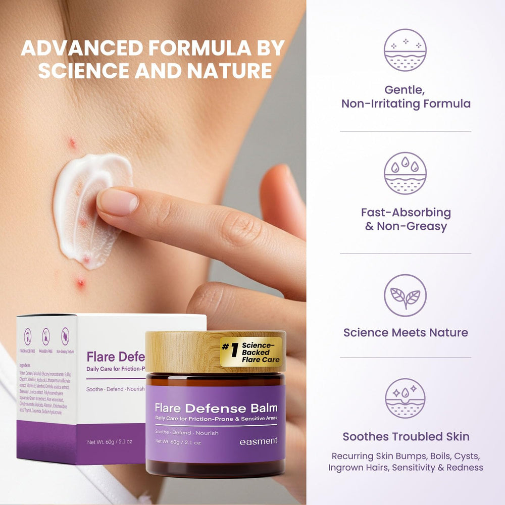 Easment Flare Defense Balm packaging 2oz jar.