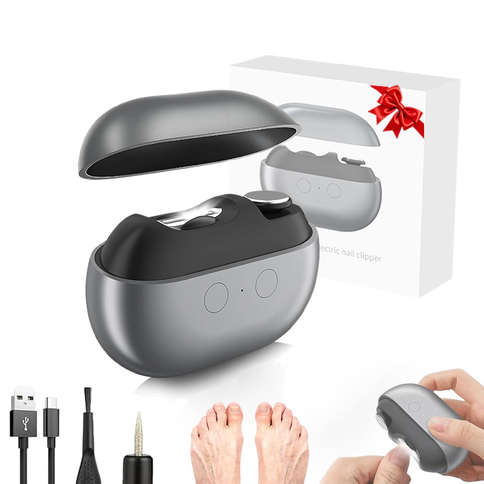 Easy Clip Nail Clippers LED light provides precise trimming in low light.