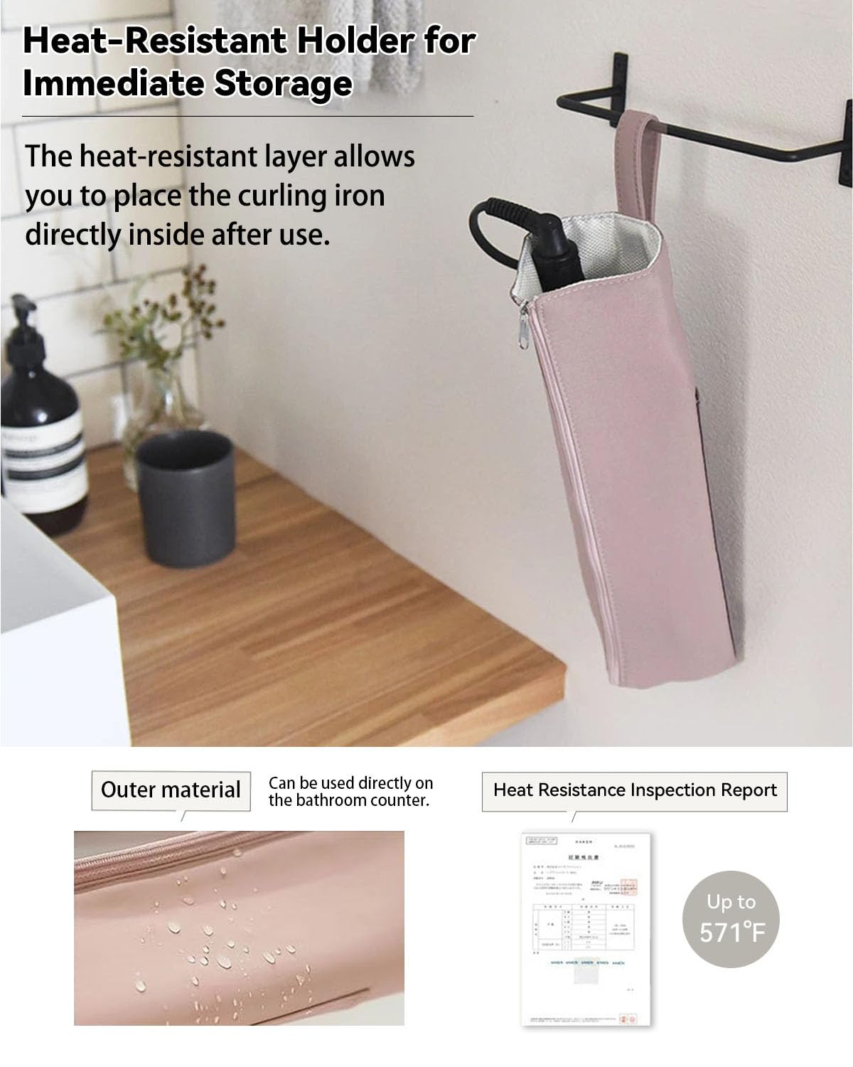 Inside Easy-U holder with heat-resistant lining for hot tools.