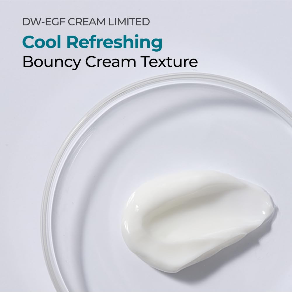 Application on face and neck shows EASYDEW DW-EGF Cream's gentle, fast-absorbing daily use.