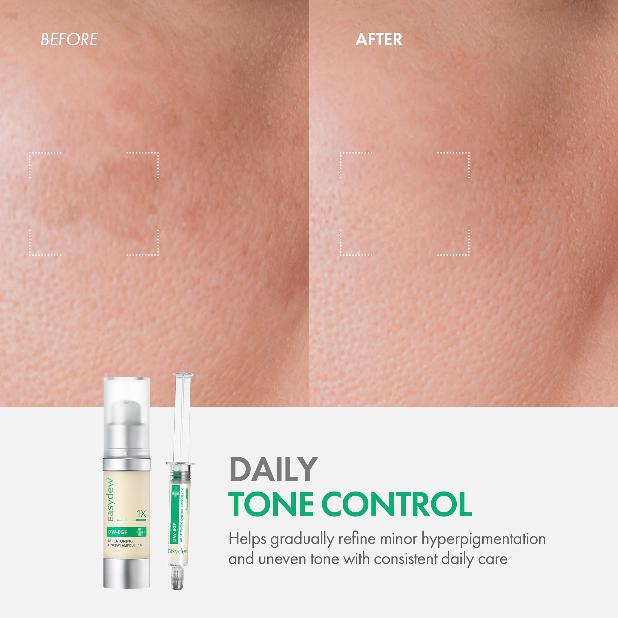 Easydew DW-EGF Melatoning Ampoule demonstrates easy-apply tips for daily routine.
