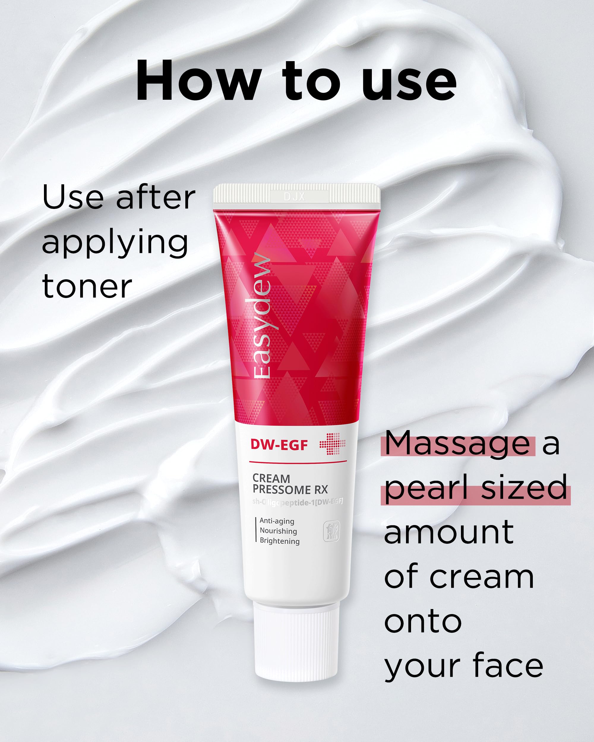 EASYDEW DW-EGF Pressome Cream packaging highlights derma-cosmeceutical branding