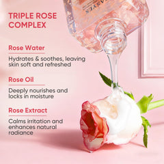 Easyes Rose Elixir rose oil drop emphasizes extra moisture during cleansing.