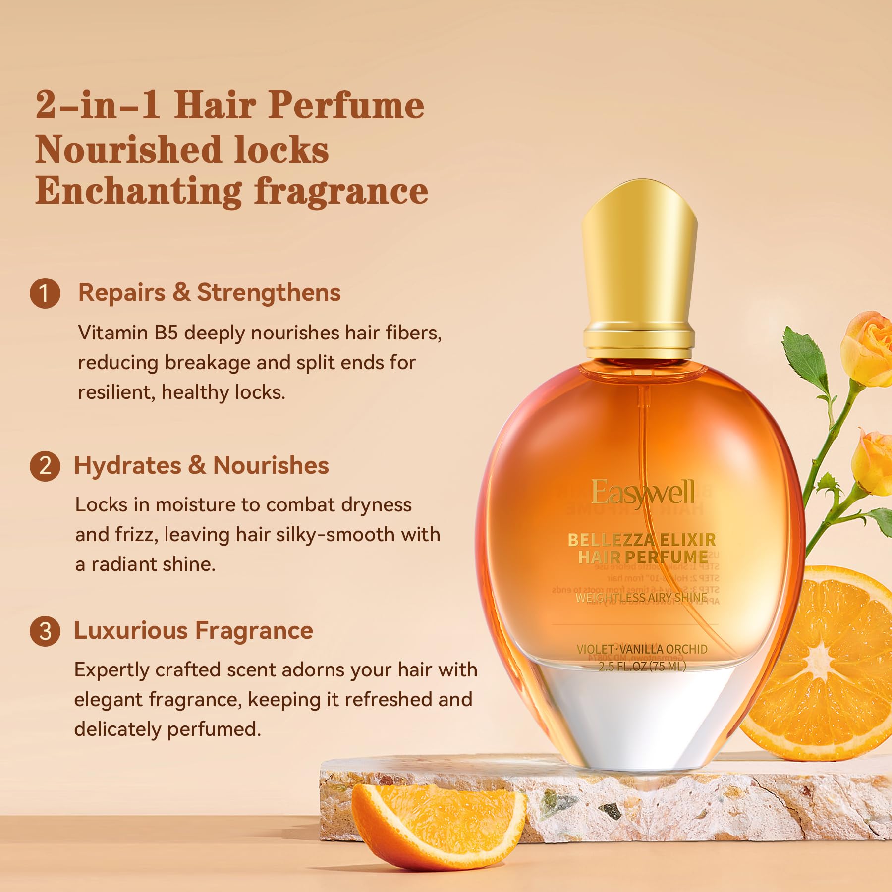 EASYWELL hair mist adds natural shine and smoothness after use.