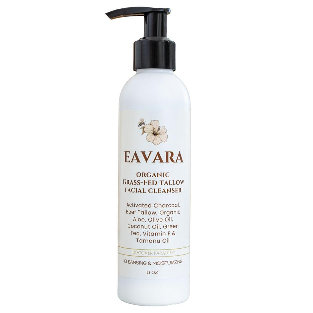 Eavara Beef Tallow Face Wash pump bottle for gentle cleansing and hydration.
