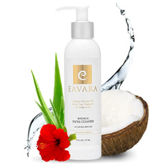 Eavara face wash bottle front view showcases gentle daily cleansing for all skin types