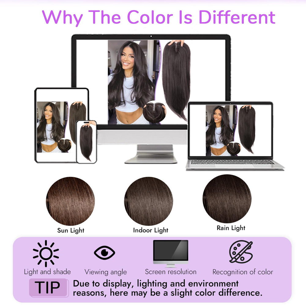 Eawwii dark brown topper layered back blends color and volume naturally