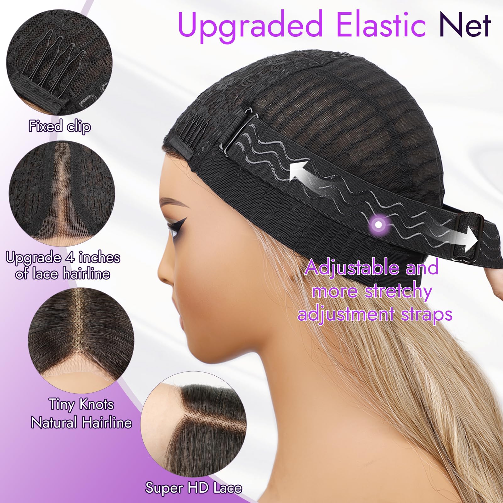 Eawwii glueless design with straps and clips ensures quick, secure fit