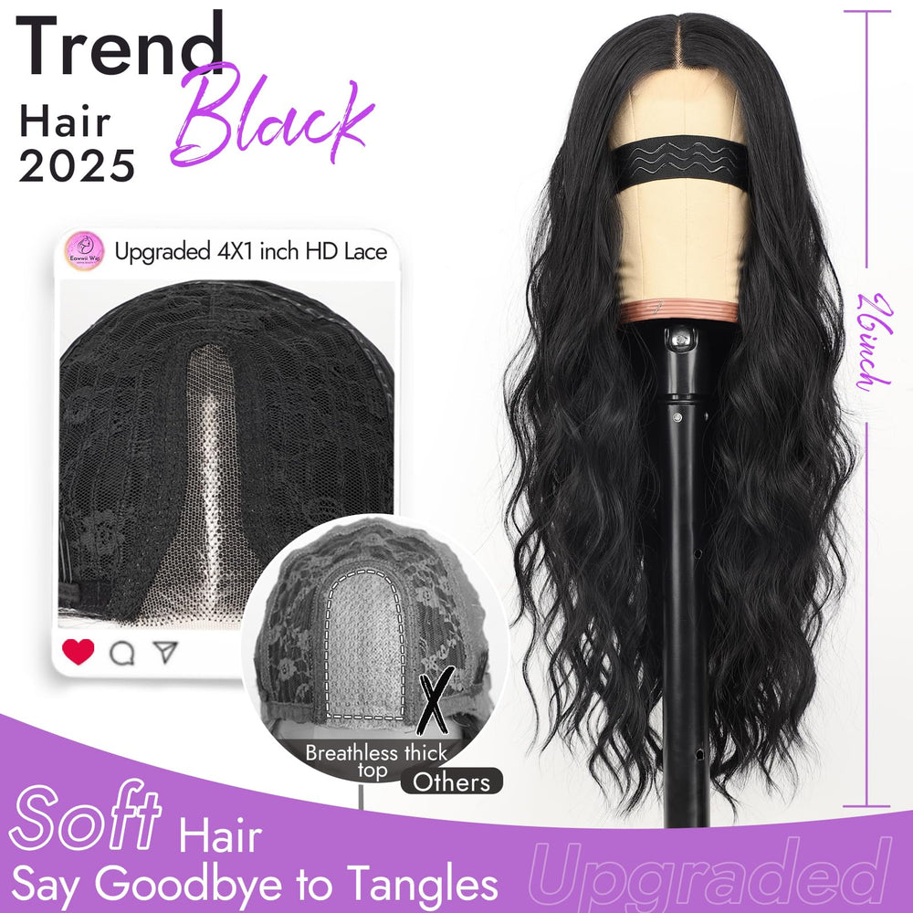 Eawwii wig long wavy 26in middle part demonstrates versatile daily styling