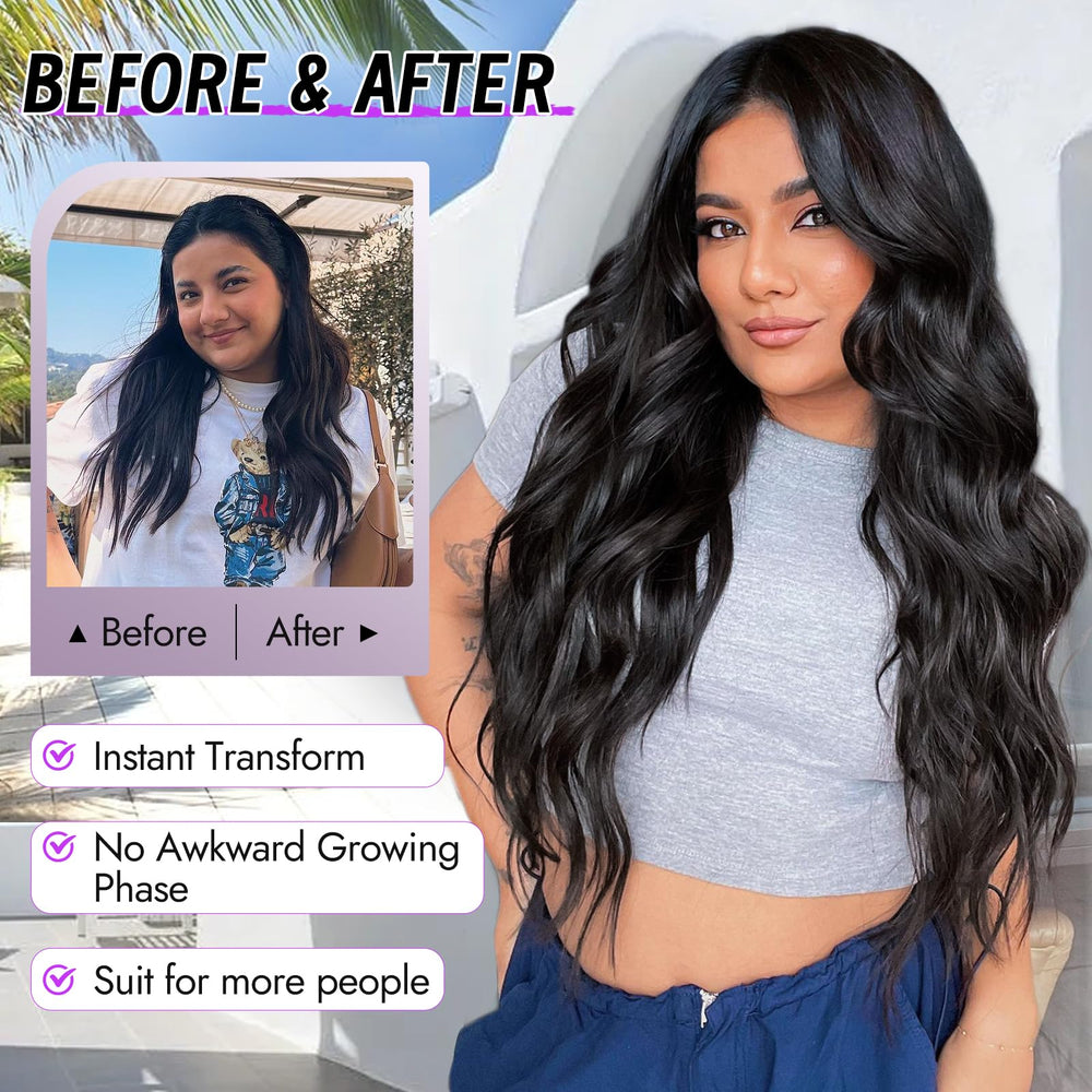 Eawwii long wig worn for travel or events, offering elegant versatility