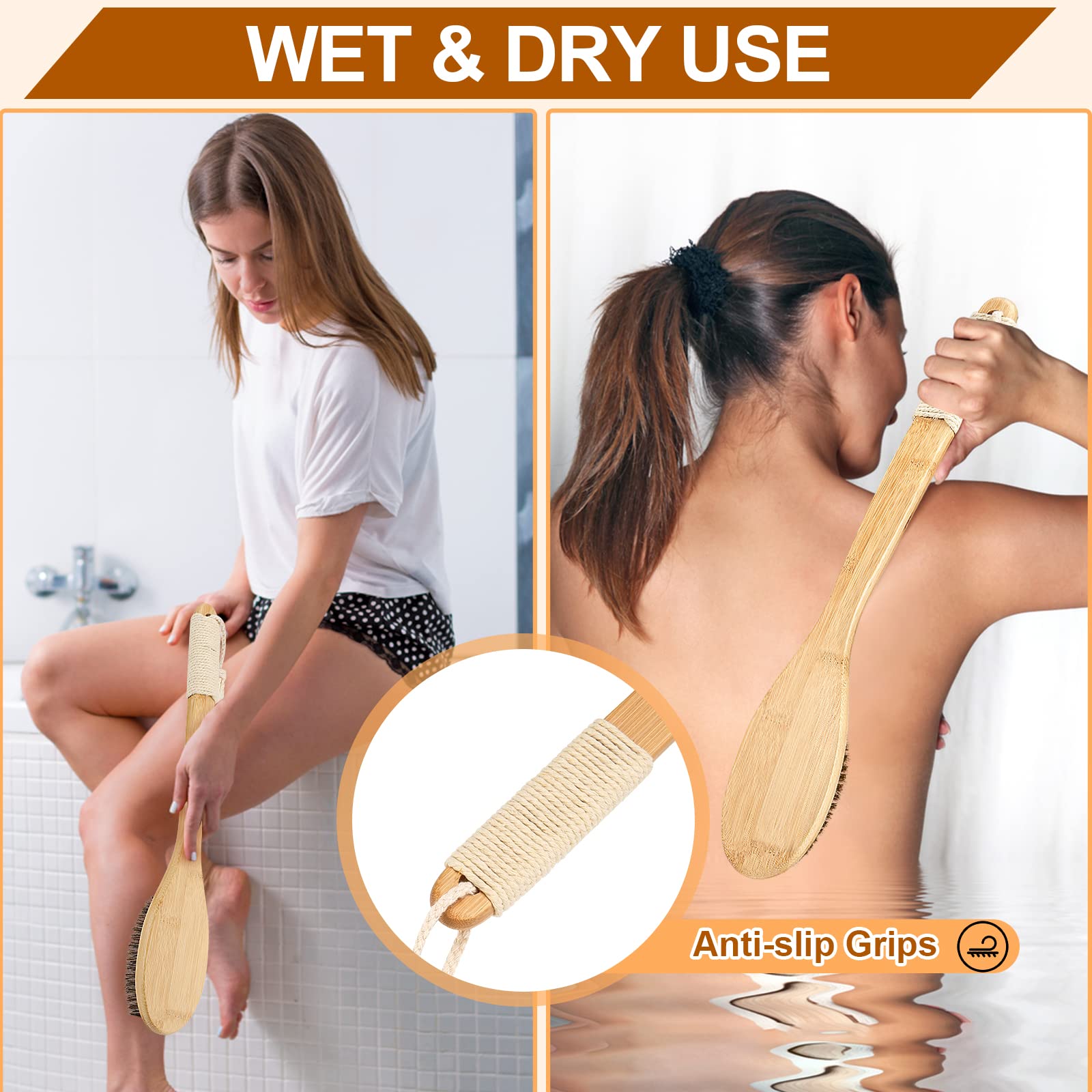 eaxun back brush hanging rope enables easy drying and storage