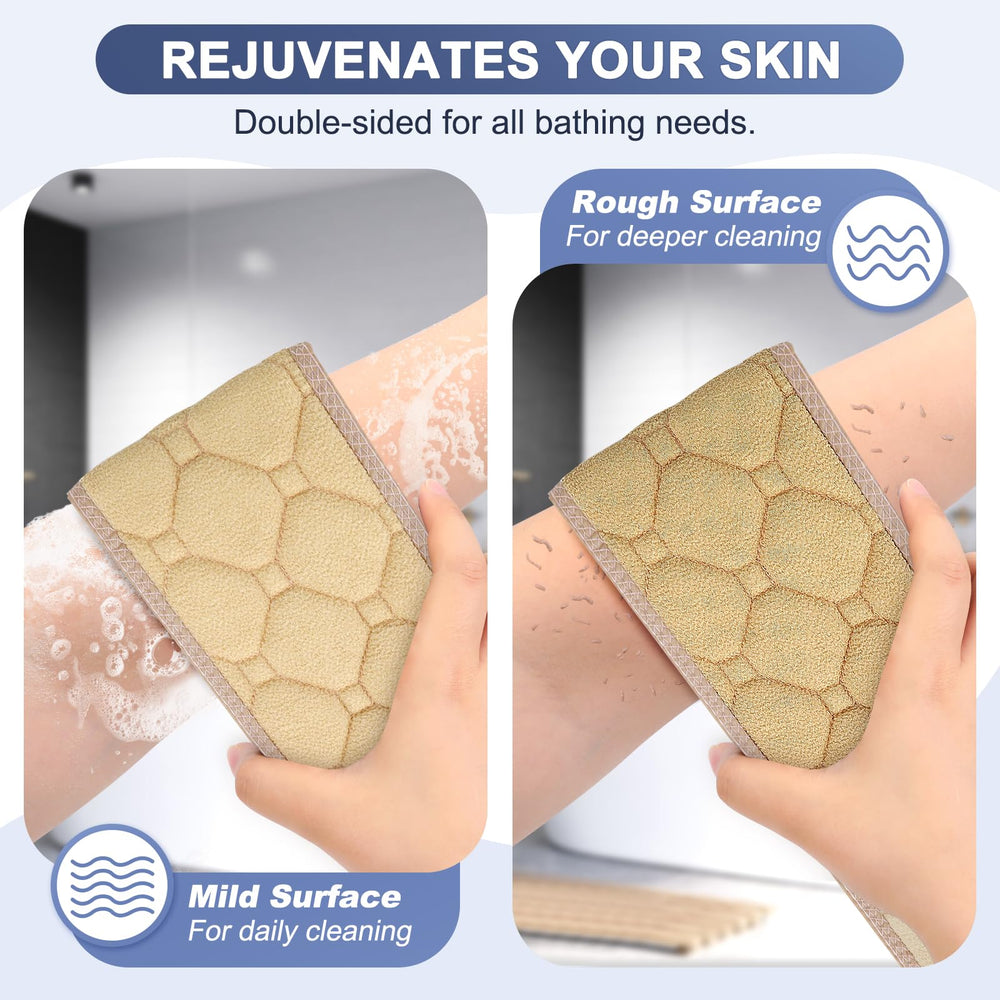 Eaxun back scrubber features durable split-design handles for secure grip.