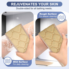Eaxun back scrubber features durable split-design handles for secure grip.