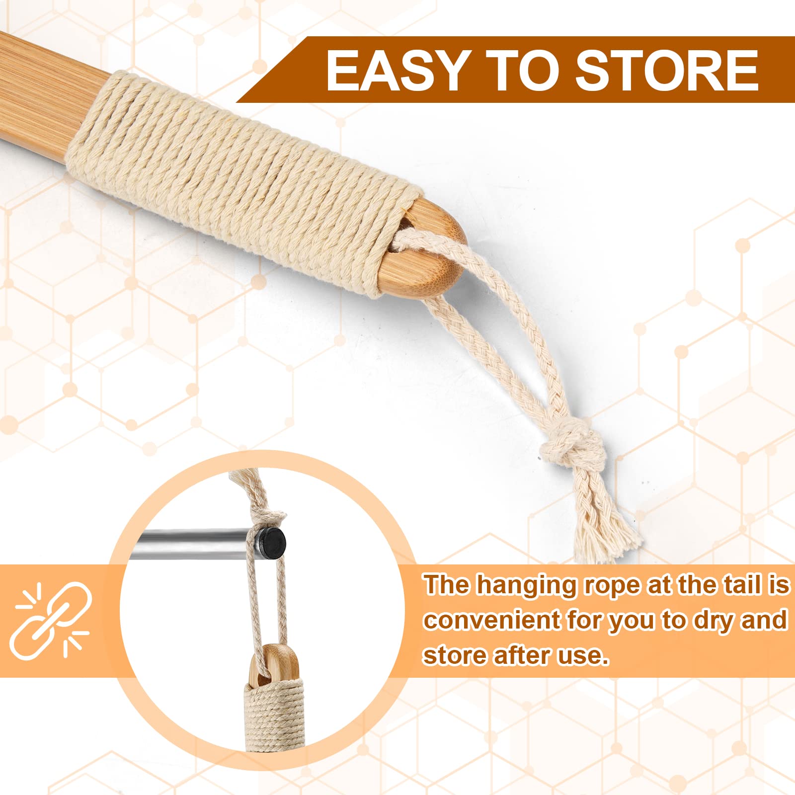 eaxun Back Scrubber front view shows natural bristles ready for gentle cleansing